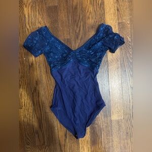 DELLALO MILANO - Navy Cap Sleeve Lace Leo - Size Small